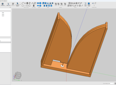 3D CAD model of a Vivaldi antenna showing the exponential tapered slot and dielectric sections for broadband antenna analysis.